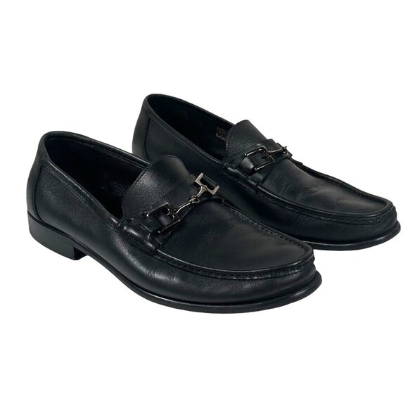 Bruno Magli Bigolo Black Leather Loafer Shoes Men's Size 9.5 Made in Italy - Picture 1 of 13